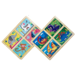 Wooden Tray Puzzle, 4 in 1 set of 4 x 4 Piece Puzzles